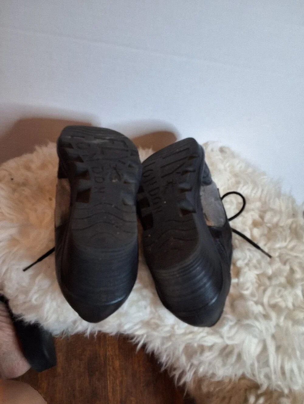 Fly London Black Silver Leather Lace Up Wedge Oxford Shoes Size 40 9- 9.6